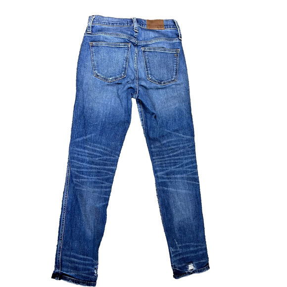 Madewell Jeans Women’s 25 Blue Slim Straight Mid Rise Medium Wash Button Fly - Picture 2 of 12